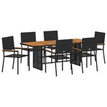 vidaXL Ensemble de salle à manger de jardin 7 pièces Noir en poly rotin