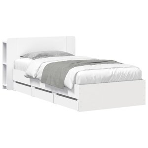 vidaXL Cadre de lit avec rangement Blanc 80 x 200 cm Bois d'ingénierie