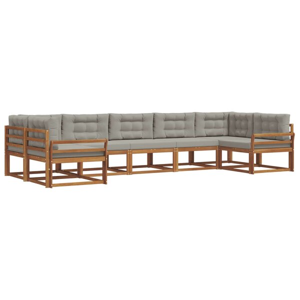 vidaXL Ensemble de canapés d'extérieur 7 pc Gris Naturel et Clair