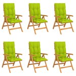 vidaXL Chaises inclinables de jardin avec coussins 6 Pièces Teck solide