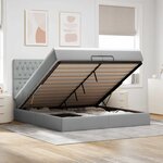 VidaXL Cadre de lit ottoman et matelas gris clair 200x200cm tissu