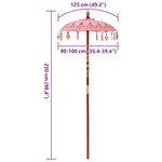 vidaXL Parasol balinais Rose (90-100) x 260 cm Coton et bois massif