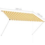 vidaXL Auvent rétractable 200x150 cm Jaune et blanc