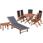 vidaXL Ensemble à manger d'extérieur 9 Pièces et coussins Acacia solide