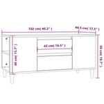 vidaXL Meuble TV Chêne fumé 102x44 5x50 cm Bois d'ingénierie