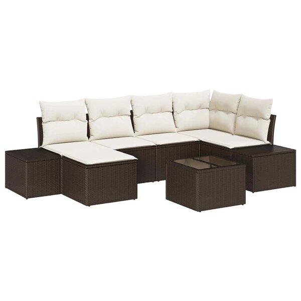 vidaXL Canapé de jardin 6 pièces avec coussins en poly rotin gris