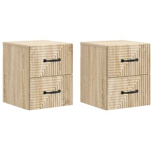 vidaXL Cabinet de chevet mural 2 Pièces Chêne Sonoma 34 5 x 33 x 40 cm