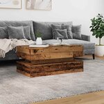 vidaXL Table basse avec lumières LED vieux bois 90x50x40 cm