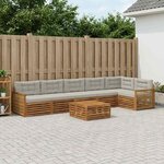 vidaXL Ensemble de canapés d'extérieur 7 Pièces Naturel et gris clair