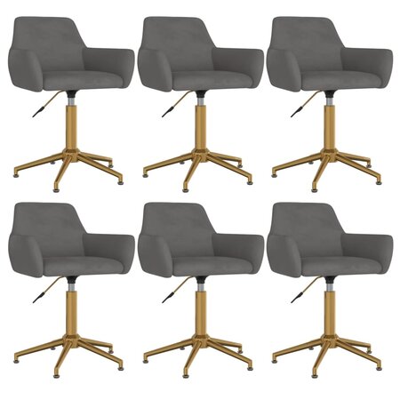 vidaXL Chaises pivotantes à manger lot de 6 Gris foncé Velours