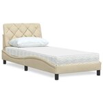 vidaXL Lit avec matelas crème 90x190 cm tissu