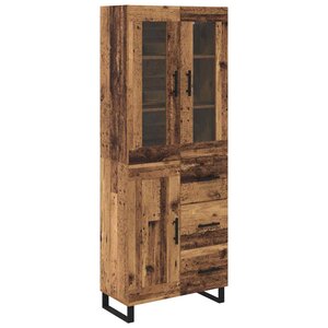 vidaXL Haut Armoire 2 Pièces Bois Ancien Bois Aggloméré et Verre