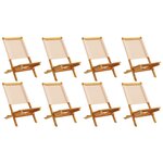 vidaXL Chaises de jardin pliantes lot de 8 beige tissu et bois massif