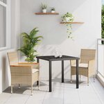 vidaXL Ensemble de salle à manger pour jardin 3 Pièces Beige Poly rotin