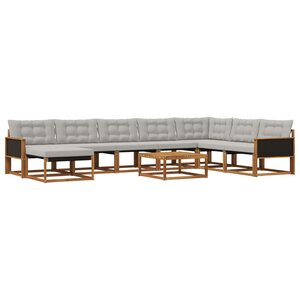 vidaXL Ensemble de canapés d'extérieur 9 Pièces Naturel et gris clair