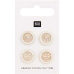 4 boutons en noix de coco - 13 mm