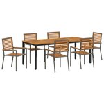 vidaXL Ensemble de salle à manger pour jardin 7 Pièces Gris et marron