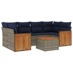 vidaXL Salon de jardin 7 Pièces avec coussins gris résine tressée