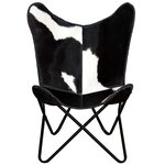 vidaXL Chaise papillon noir et blanc cuir de vache