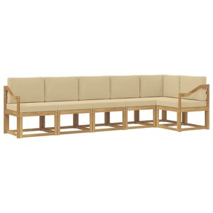 vidaXL Ensemble de canapés d'extérieur 6 pc Blanc et Beige Polyester