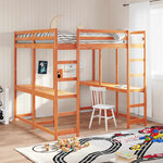 vidaXL Lit superposé et bureau et échelle 160x200cm bois de pin massif