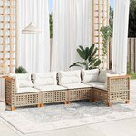 vidaXL Salon de jardin avec coussins 5 Pièces beige résine tressée