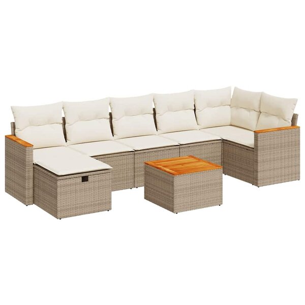 vidaXL Salon de jardin avec coussins 8 Pièces beige résine tressée