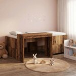 vidaXL Lit haut pour enfants avec bureau Bois ancien Bois d'ingénierie