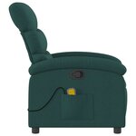 vidaXL Fauteuil inclinable de massage vert foncé tissu
