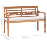 vidaXL Banc Batavia avec coussins 120 cm Teck