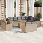 vidaXL Salon de jardin et coussins 13 Pièces mélange beige résine tressée