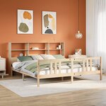 vidaXL Lit bibliothèque sans matelas 200x200 cm bois massif de pin