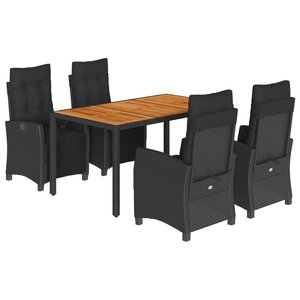 vidaXL Ensemble à manger de jardin coussins 5Pièces Noir Résine tressée