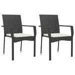 vidaXL Ensemble de salle à manger de jardin avec coussins 3 Pièces Noir