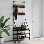 vidaXL Porte-vêtements et rangement des chaussures chêne fumé