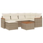 vidaXL Salon de jardin avec coussins 7 Pièces beige résine tressée