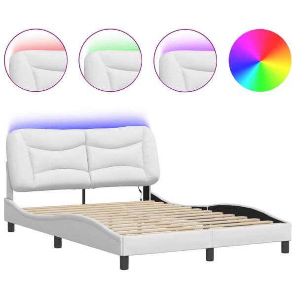 vidaXL Cadre de lit avec LED sans matelas Hvar blanc 140x200 cm