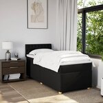 vidaXL Sommier à lattes de lit avec matelas Noir 100x200 cm Tissu