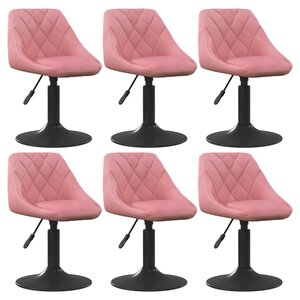vidaXL Chaises pivotantes à manger lot de 6 rose velours