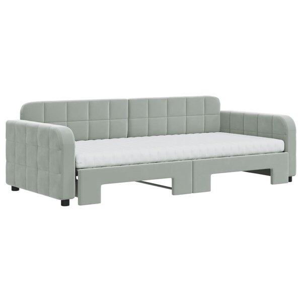 Lit de Jour Gigogne 90x200cm, Canapé-Lit Double en Velours
