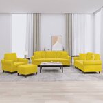 vidaXL Ensemble de canapés 4 Pièces avec coussins jaune velours