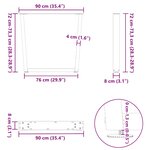 vidaXL Pieds de table à manger en forme de V 3 pièces Anthracite 90 x (72-73 3) cm Acier