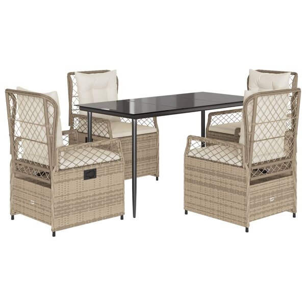 vidaXL Ensemble à manger de jardin avec coussins 5Pièces Beige poly rotin