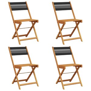 vidaXL Chaises de jardin pliantes lot de 4 noir bois d'acacia massif