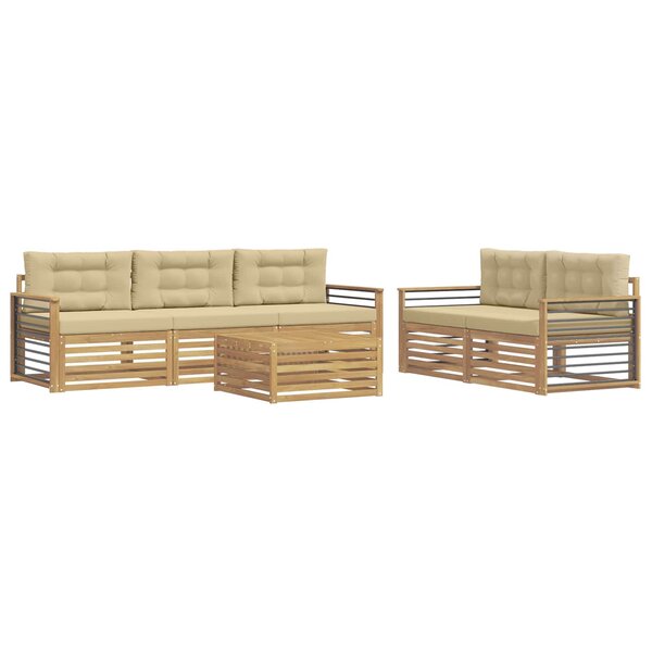 vidaXL Ensemble de canapés d'extérieur 6 Pièces Blanc et Beige