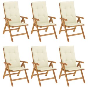 vidaXL Chaises de jardin inclinables et coussins lot de 6 bois teck
