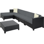 Tectake Salon bas de jardin AMY 5 places avec 2 sets de housses - noir