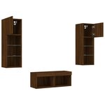 vidaXL Meuble TV muraux 4 Pièces avec lumières LED chêne marron