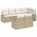 vidaXL Ensemble de canapé de jardin 7 Pièces Beige et blanc polyrotin
