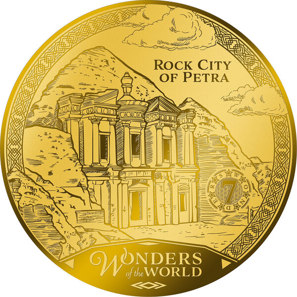 Pièce de monnaie en Or 10 Dollars g 0.311 Millésime 2024 Seven Wonders of the Modern World ROCK CITY OF PETRA